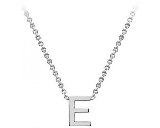 #1 9K WHITE GOLD INITIAL 'E' NECKLACE 38+5cm