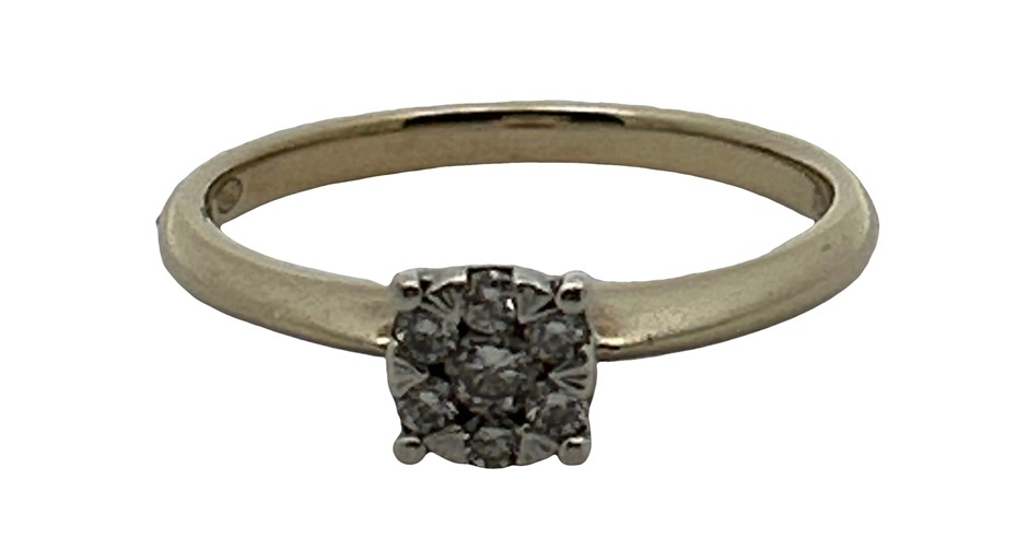 9ct Yellow Gold 0.18ct Diamond Cluster Ring