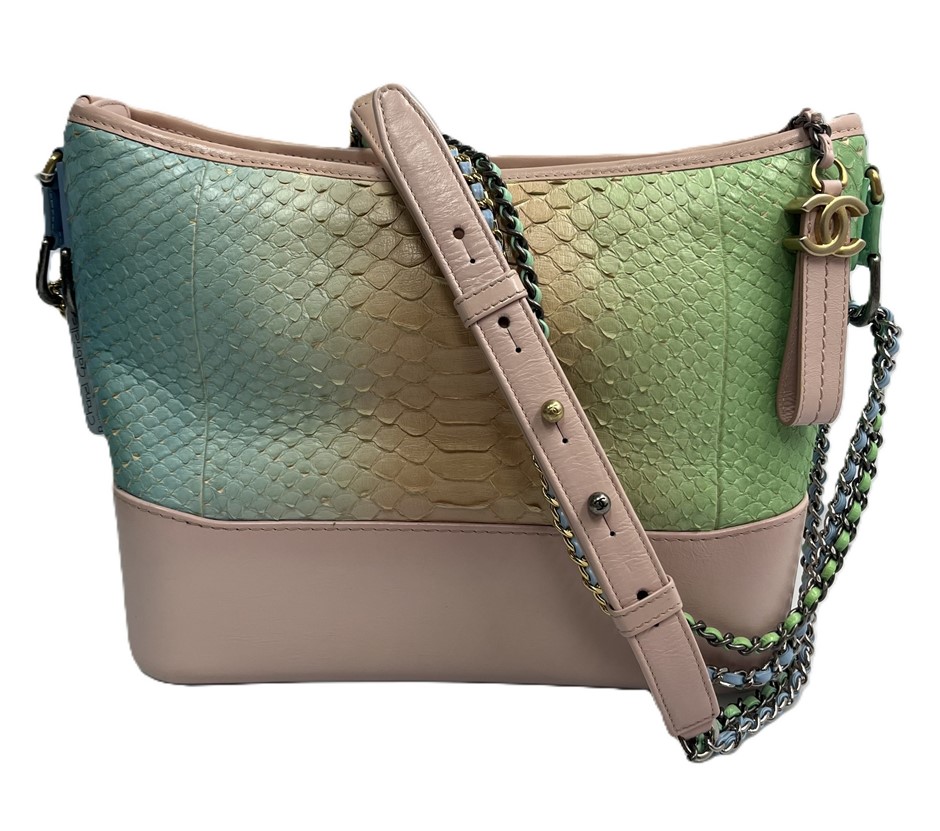 CHANEL Gabreille Python Leather Handbag