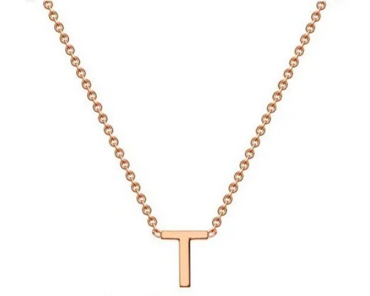 #1A 9K ROSE GOLD INITIAL 'T' NECKLACE 38+5cm
