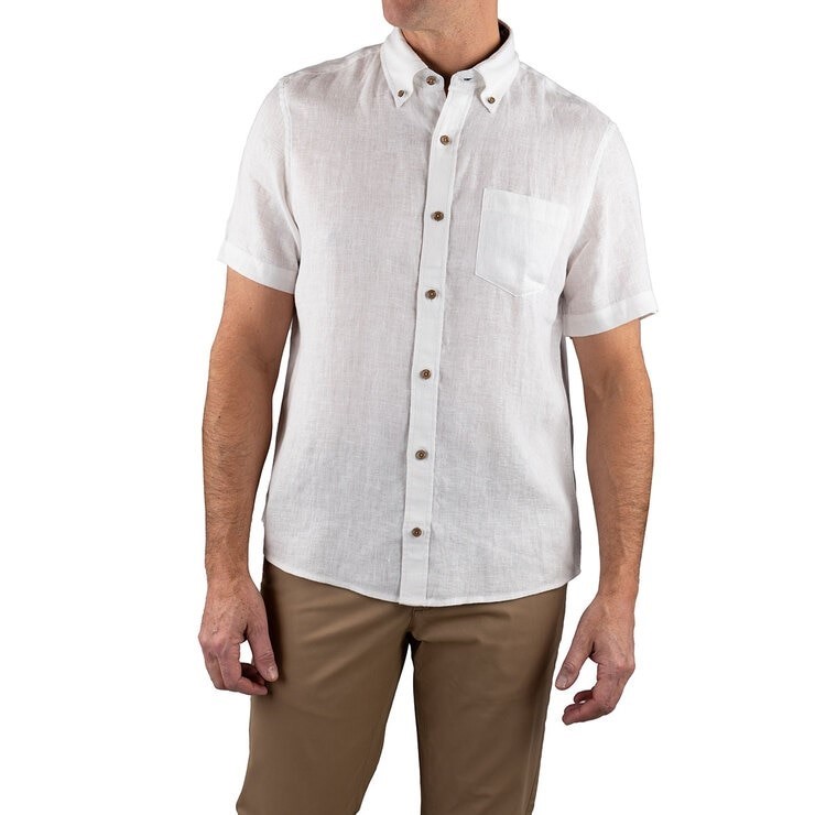 TAILOR VINTAGE Men's S/S Shirt, Size 2XL, 100% Linen, White. NB: minor dirt