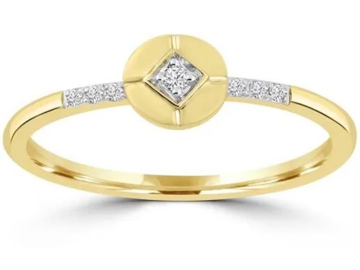 9K Yellow Gold 0.04ct HI SI DIAMOND DISC RING