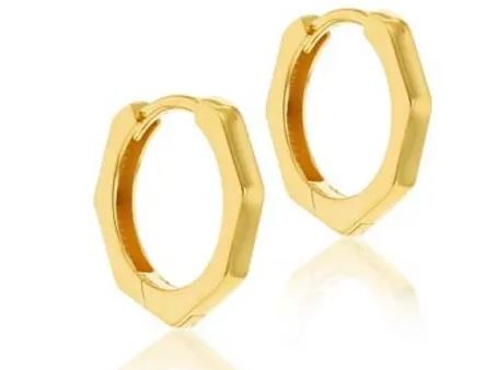 9K Yellow Gold HEXAGON HUGGIES