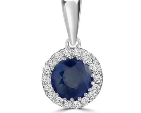 9K WHITE GLD 0.03CT HI I1 DIAMOND SAPPHIRE PDT