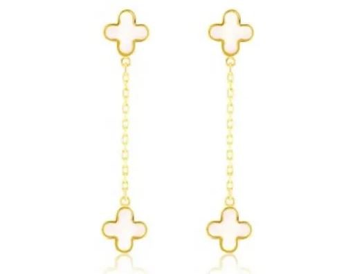 9K Yellow Gold MOP PETAL DROP EARRINGS