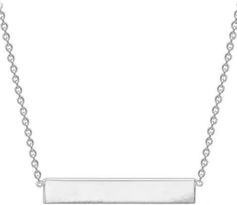 9K WHITE GOLD SOLID HORIZ BAR NECKLACE 41+2cm