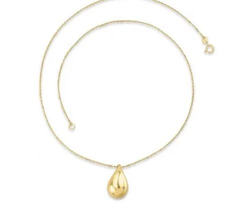 9K YELLOW GOLD BOLD HOLLOW DROP NECKLACE 40-45cm