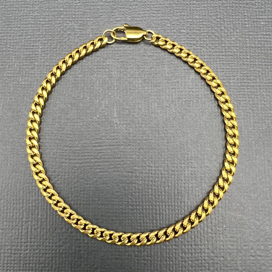 18K Gold-Filled Cuban Link Chain Bracelet, 4MM Wide -