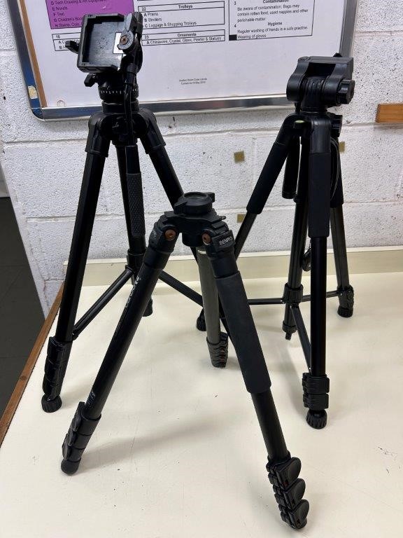 3 x Assorted camera tripods