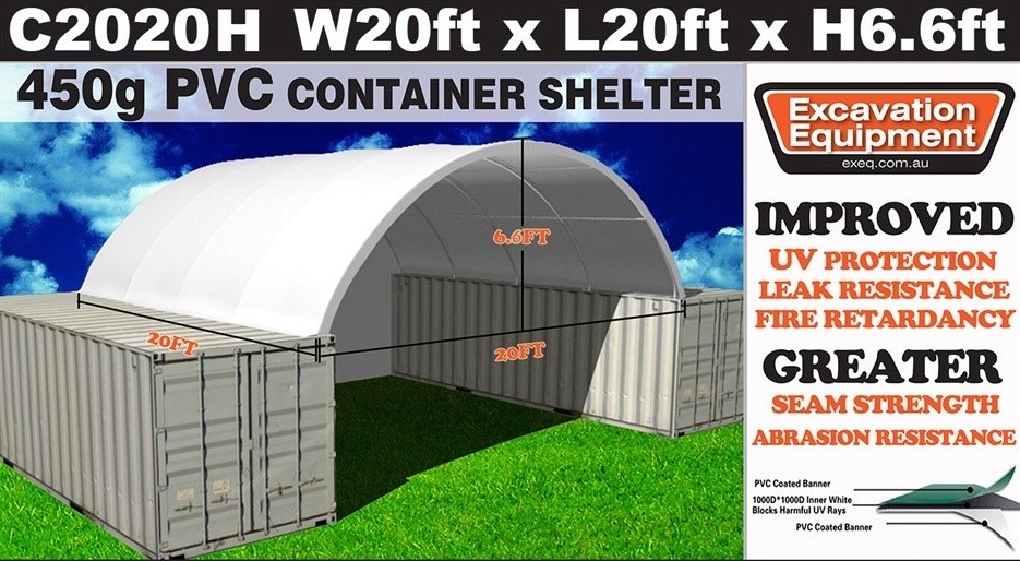 Heavy duty 20ft Container Shelter with End Wall (Unused)