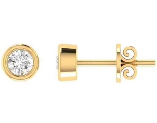 18K Yellow Gold 1.00CT GH I1 DIAMOND BEZEL SET EARRINGS