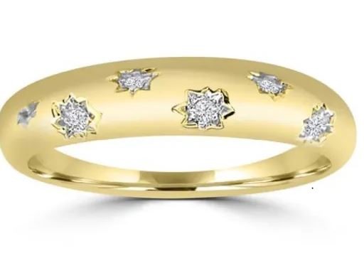 9K Yellow Gold 0.05ct HI SI DIAMOND GALAXY RING