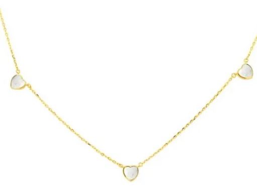 9K YELLOW GOLD MOP HEART NECKLACE 41-43cm