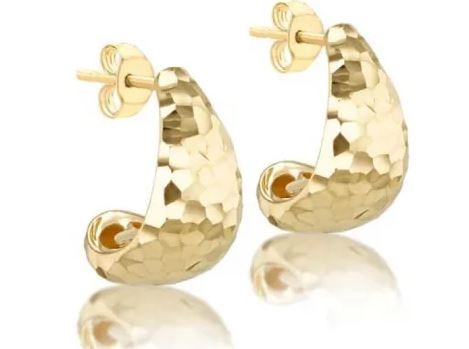 9K Yellow Gold DC J SHAPE STUD EARRINGS