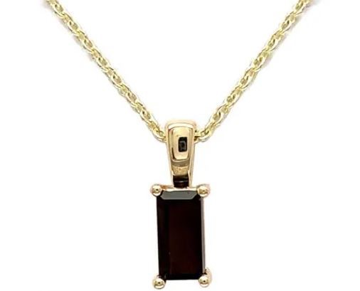9K YELLOW GOLD SMOKY QTZ BAGUETTE NECKLACE 40-45cm