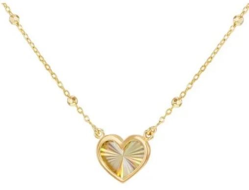 9K YELLOW GOLD RAINBOW HEART NECKLACE 40-45cm
