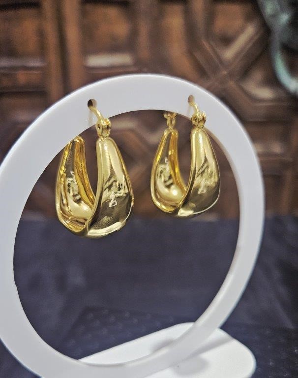 18K/Italy Solid Gold Filled Earring -(stamped 18K/Italy)-Warranty Quality