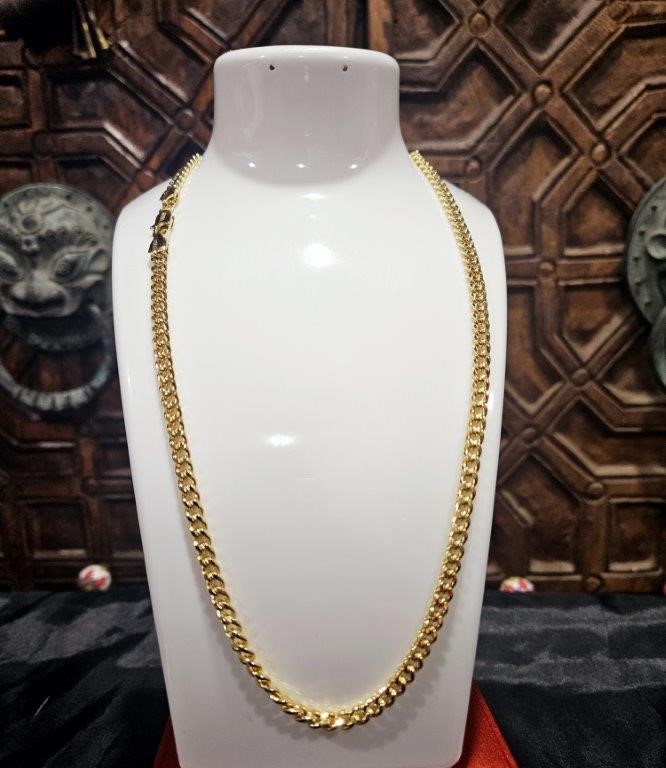 18K/Italy Stamped Yellow Gold Filled Cuban Chain -60cm