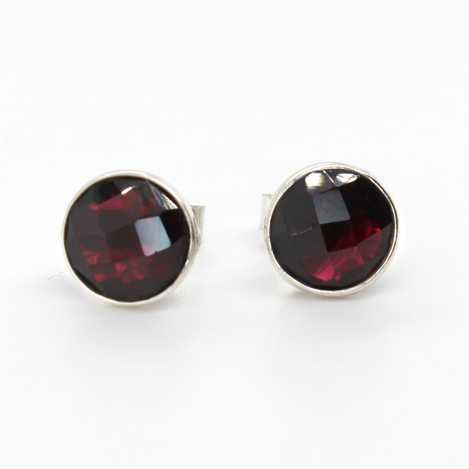 Elegant Handcrafted Garnet Stud 925 Sterling Silver Gemstone Earrings