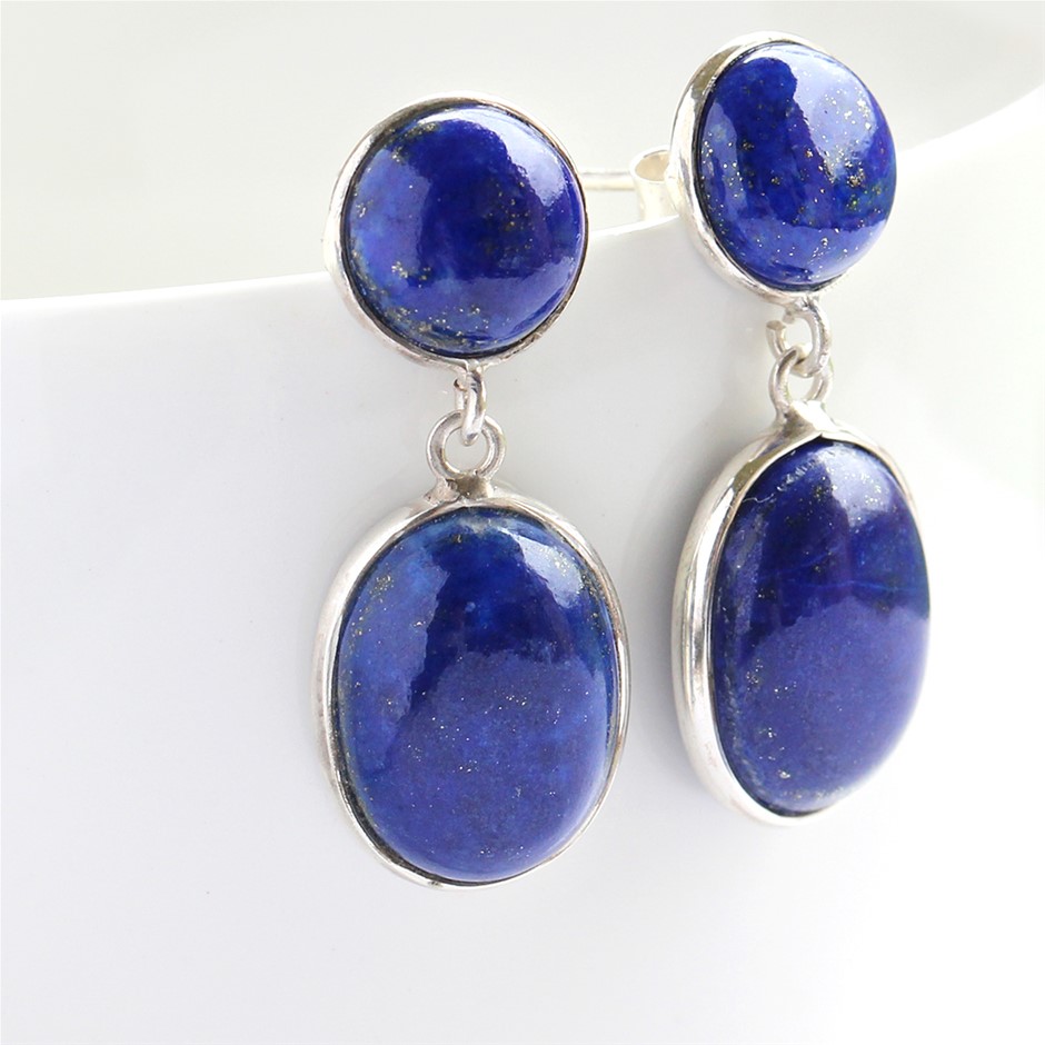 Beautiful Handcrafted 24 Cts Lapis Lazuli Drop 925 Silver Gemstone