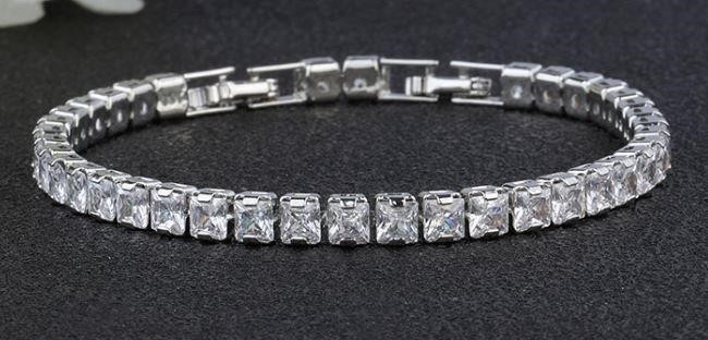18k White Gold Filled Tennis Bracelet Stamped(18K)-18cm-Quality Guarantee