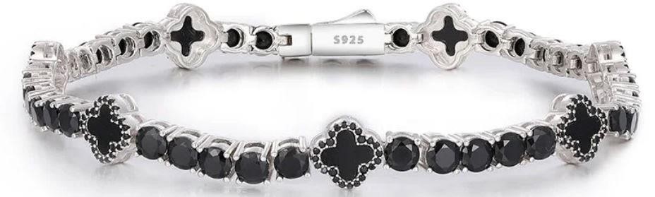 Diamonds Moissanite Black & White Tennis Bracelet 18k Real Gold -18.5cm-3mm