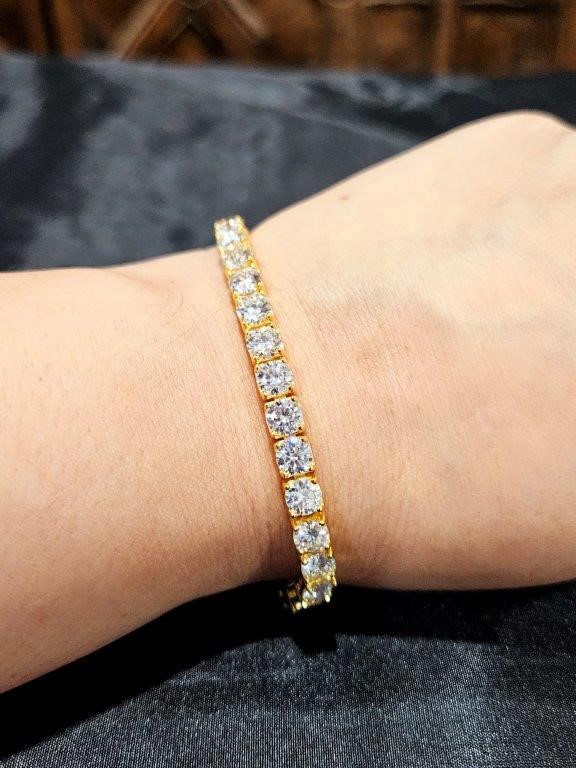 Diamonds Moissanite Tennis Bracelet 18k Real Gold -17cm-5mm