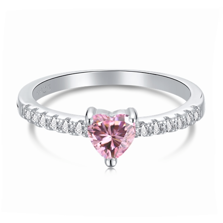 0.5ct Heart Simulated Diamond 925 Sterling Silver Ring - Size 6