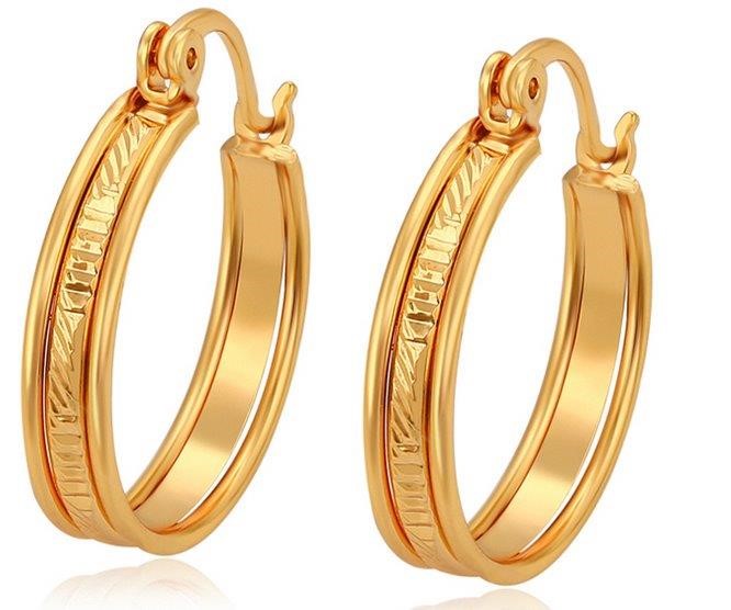 18K Solid Yellow Gold Filled Earring -(stamped 18K)-Warranty Quality