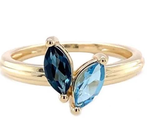 9K Yellow Gold BRACELETUE TOPAZ MARQ HEART RING