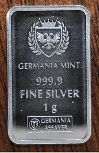 GERMANIA MINT NEW PRODUCT- 1 GRAM 999.9 FINE SILVER- GERMANIA 1 GRAM SILVER