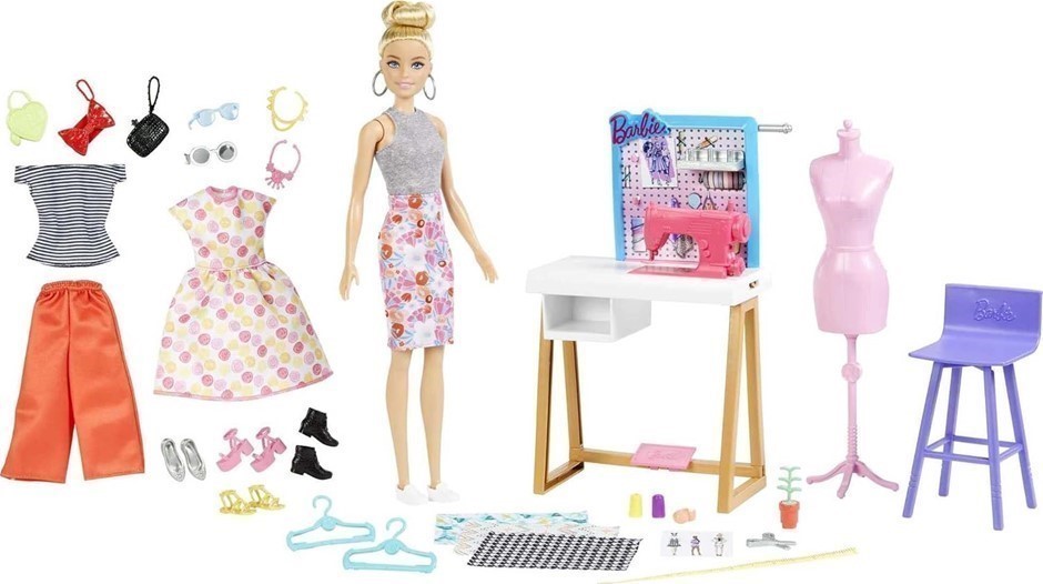 MATTEL Barbie Fashion Designer Doll and Studio, 12-Inch.