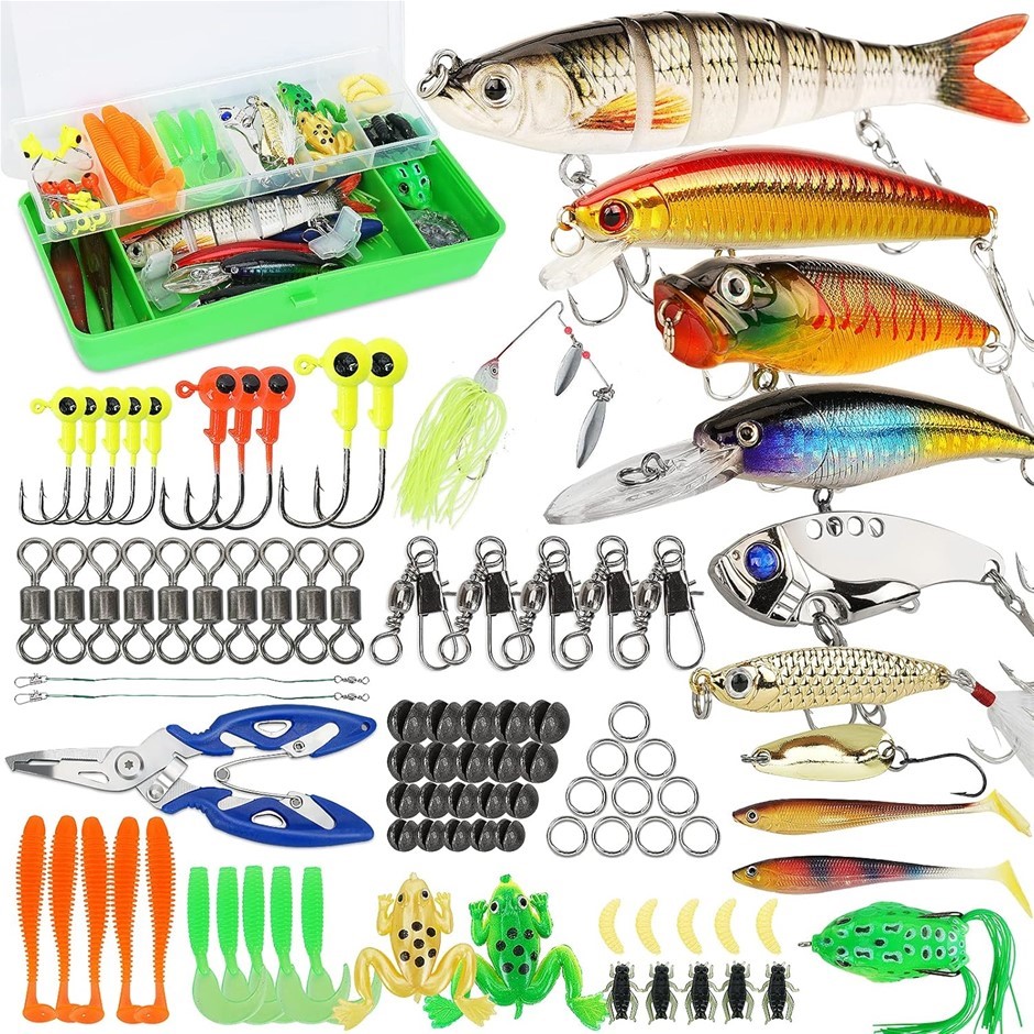LURES 92 Piece Tackle Box Bass Fishing Kit with Crankbaits, Spinnerbaits, S