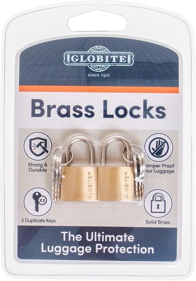 Globite Single Brass Lock 2pk, Brass