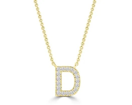 9K YELLOW GOLD 'D' 0.09 HI I1 DIAMOND NECKLACE 40+5cm
