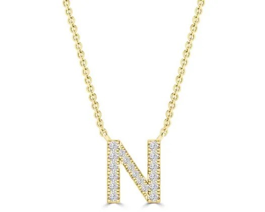 9K YELLOW GOLD 'N' 0.09 HI I1 DIAMOND NECKLACE 40+5cm