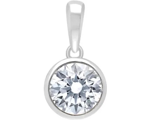 9K WHITE GOLD 0.50ct HI I1 DIAMOND BEZEL PENDANT