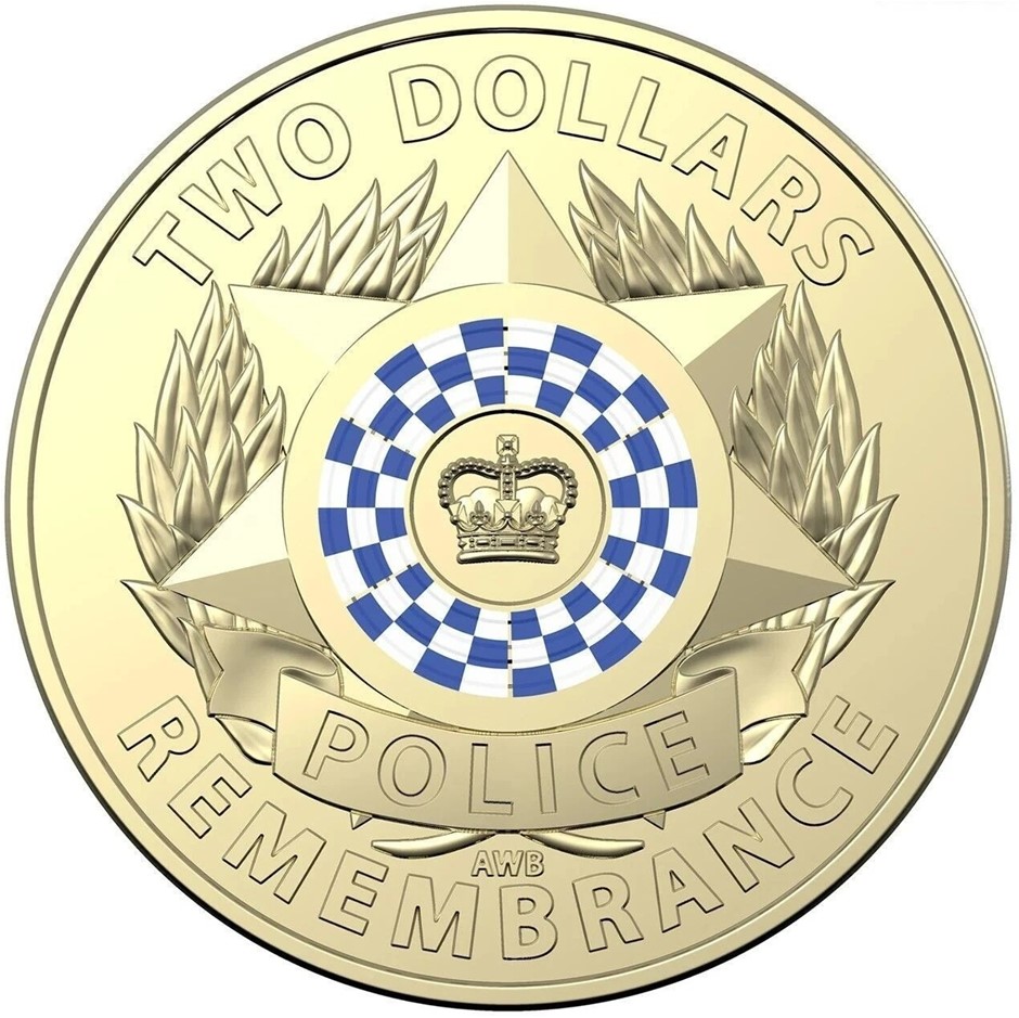 Police Remembrance 2019 Two $ $2 Coloured Coin Rare Queen Australia New UNC