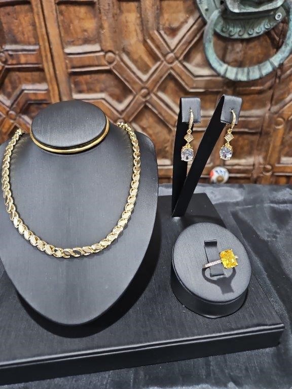 3pcs x 18KGold-filled/Italy Stamped Yellow Gold Filled Chain & Ring