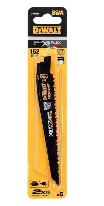 2 Packs of 5 x DEWALT Blades XR for Wood 152mm 4/6TPI, Model DT99554-QZ.