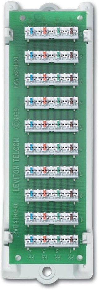 LEVITON 47689-B 1x9 Bridged Telephone Module (with Bracket), White.