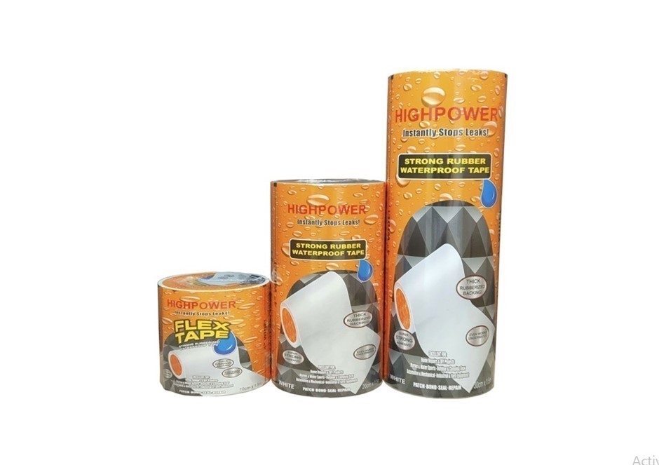 5 Rolls x HIGH POWER Strong Rubber Waterproof Tapes, 100mm x 1.5M, White.