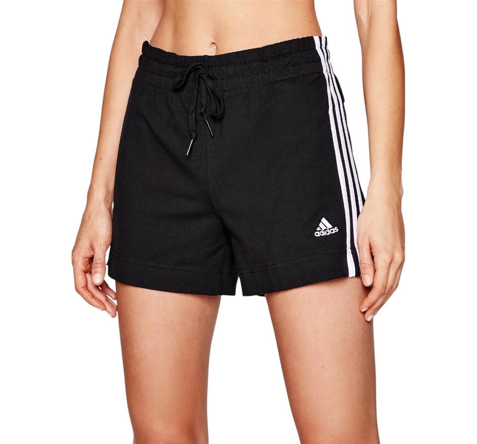 ADIDAS Women's 3S SJ Shorts, Size AU XL, 93% Cotton, Black/White, GM5523.