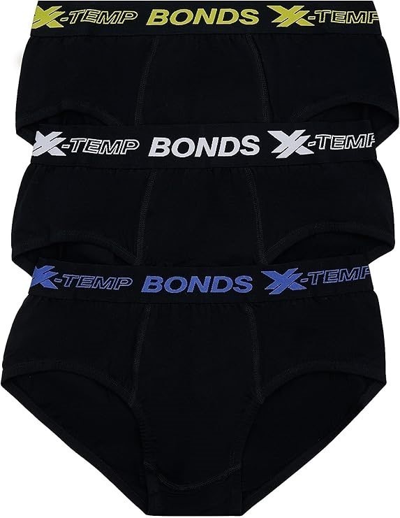 3-Pack BONDS Men's X-Temp Briefs, Size M, Black P12. RRP: $44.99. Buyers N
