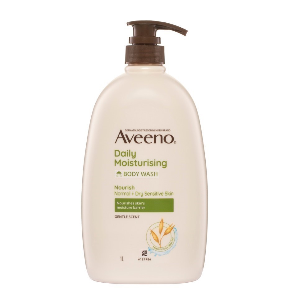 2 x AVEENO Daily Moisturising Body Wash 1L, Gentle Scent.