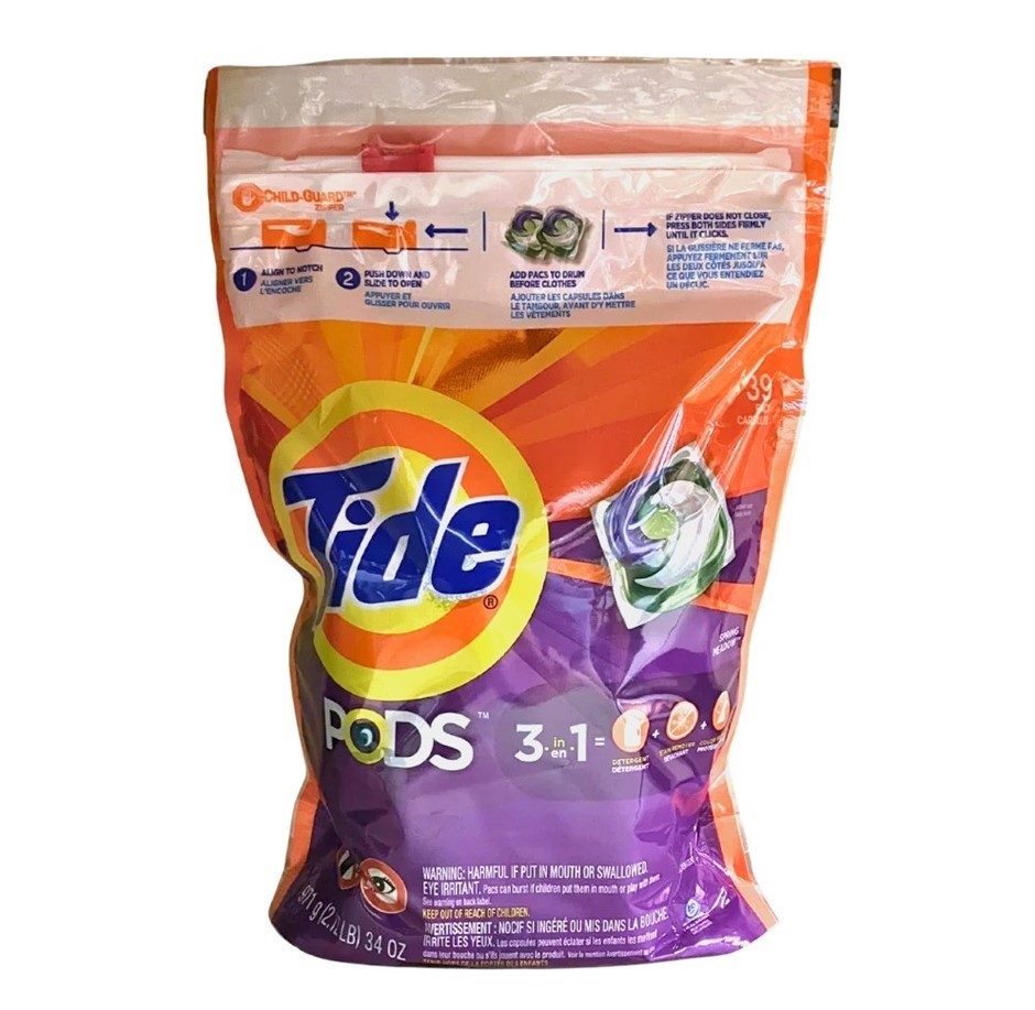 3 x 39pk TIDE Pods 3-in-1 Capsules, Total 971g, Spring Meadow.