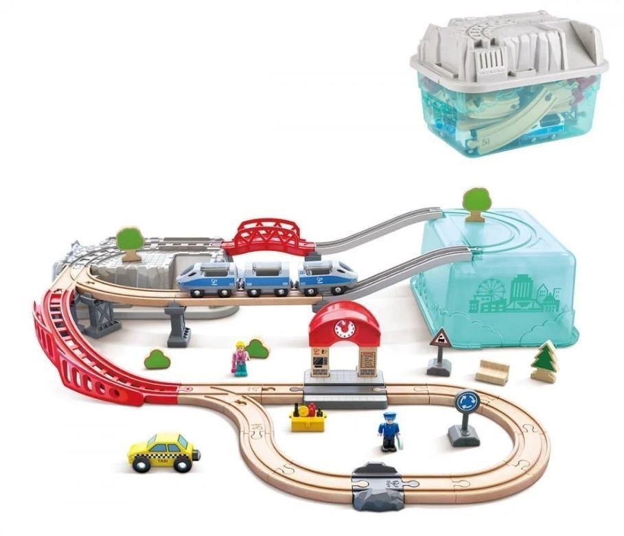 HAPE 48pc City Train Bucket Set. NB: Some pieces may be missing.