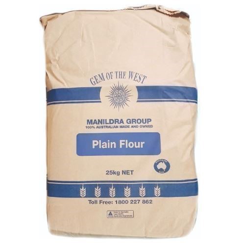 GEM OF THE WEST Manildra Plain Flour, 25kg. N.B: Damaged packaging.