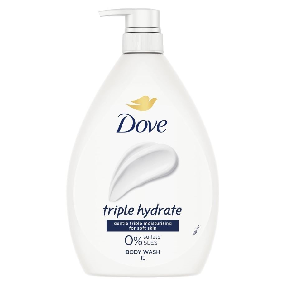 2 x DOVE Triple Hydrate Gentle Moisturising for Soft Skin, 0% Sulfate SLES