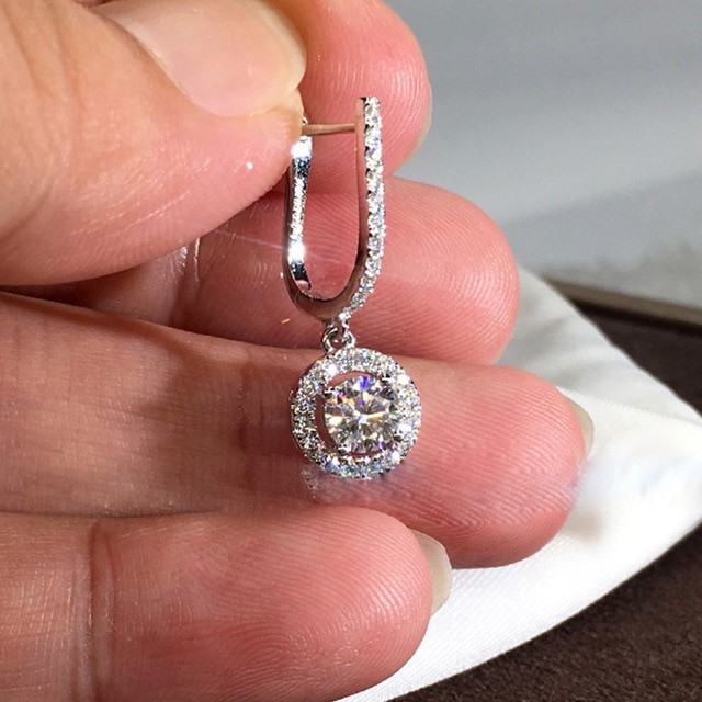 Stunning Simulated Diamond Round Drop Earrings
